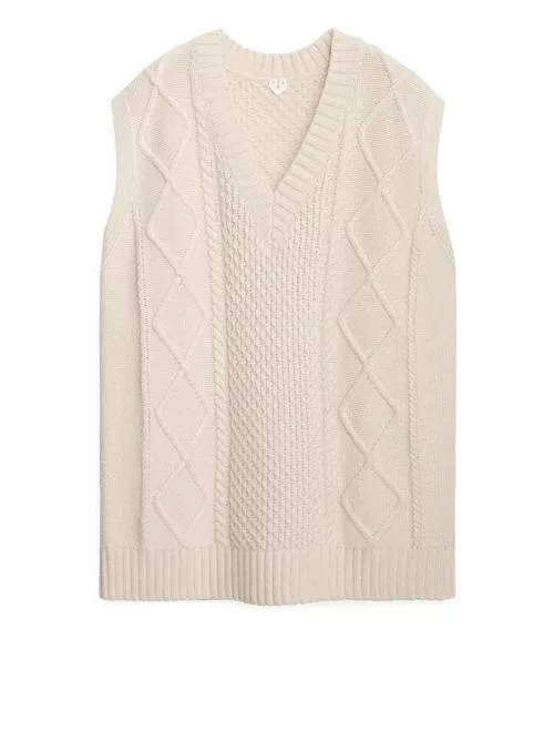 Cable-knit wool vest OFF WHITE