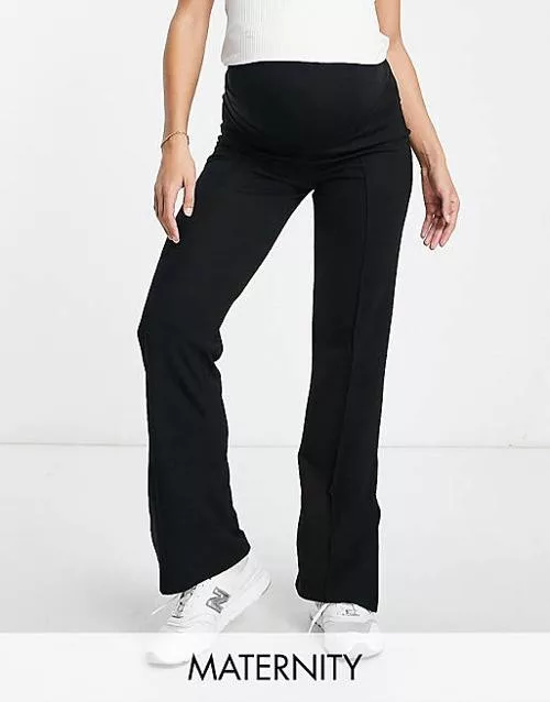 Mamalicious maternity seam detail flare pants in black