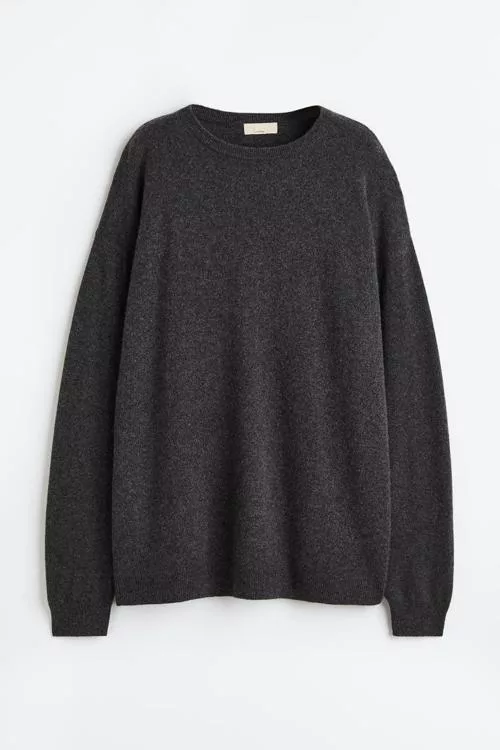 Oversized cashmere sweater Dark gray melange