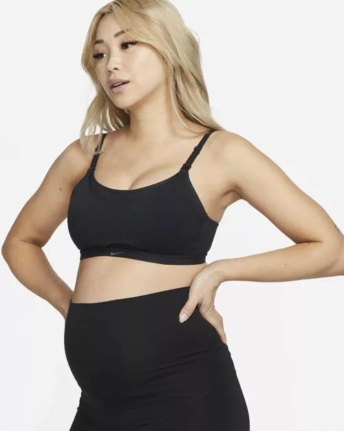 Alate (M) Women's Light-Support Lightly Lined Nursing Sports Bra (Maternity) Black Cool Grey