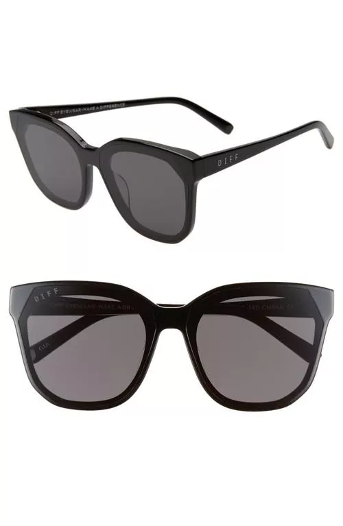 Gia 62Mm Oversize Square Sunglasses Black/ Grey