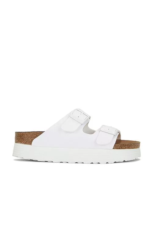 Arizona faux leather platform sandal in white