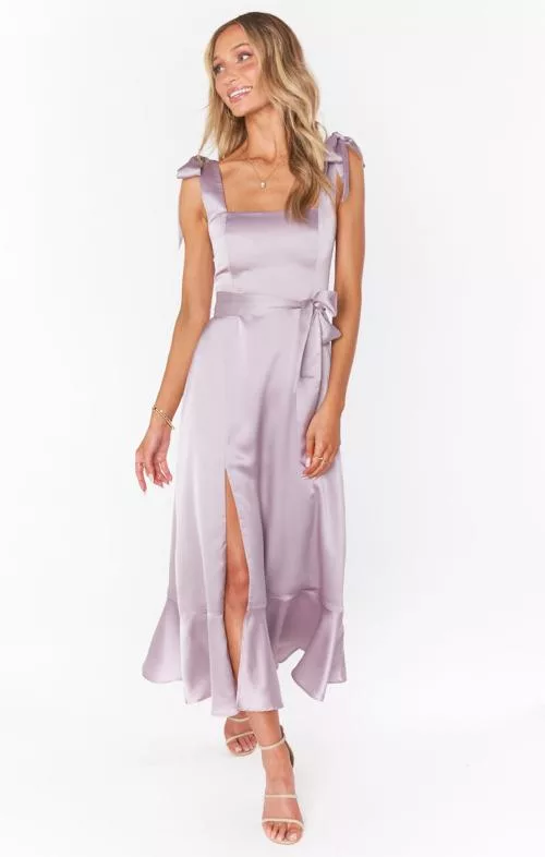 Claire midi dress Dusty Purple Luxe Satin
