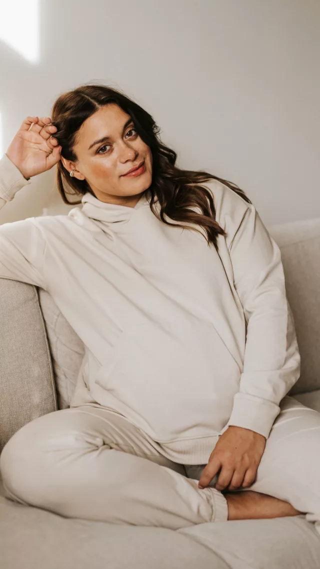 Maternity Hoodie With Nursing Access Putty
