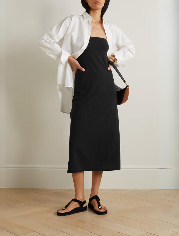 Cybelle Strapless Stretch Organic Pima Cotton Midi Dress Black