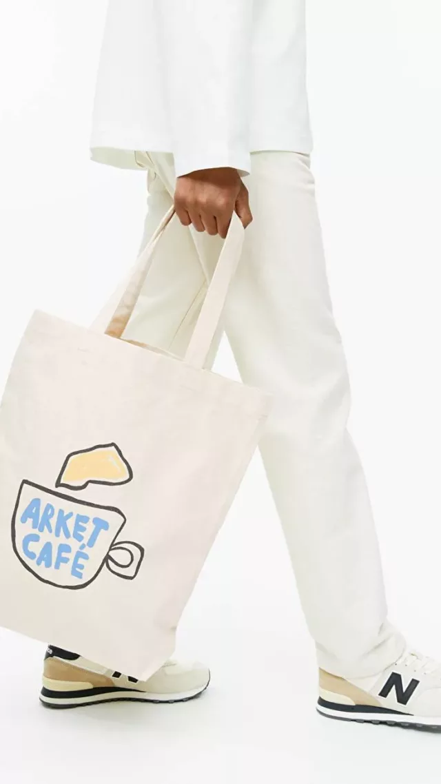 Arket Café Canvas Tote Bag White Cup