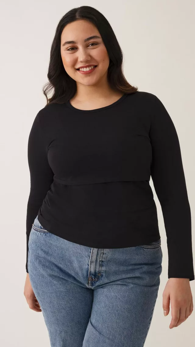 Long Sleeve Nursing Top Black