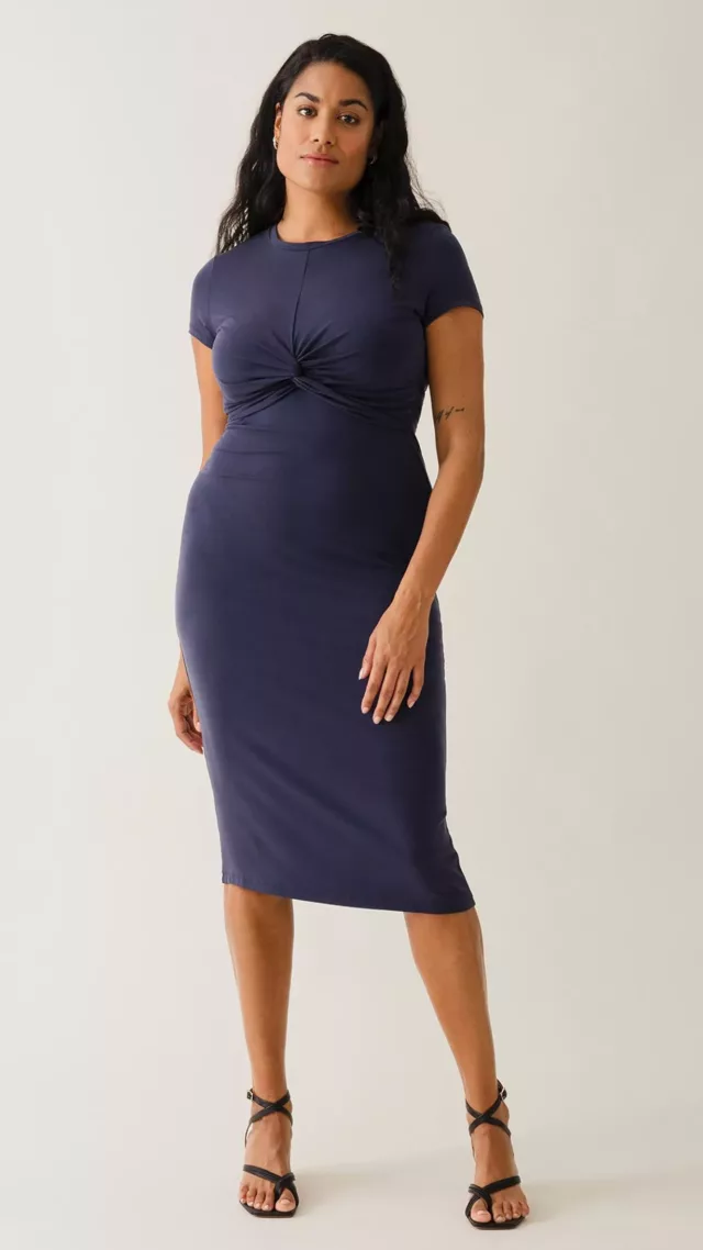 Maternity Party Dress With Nursing Access Navy