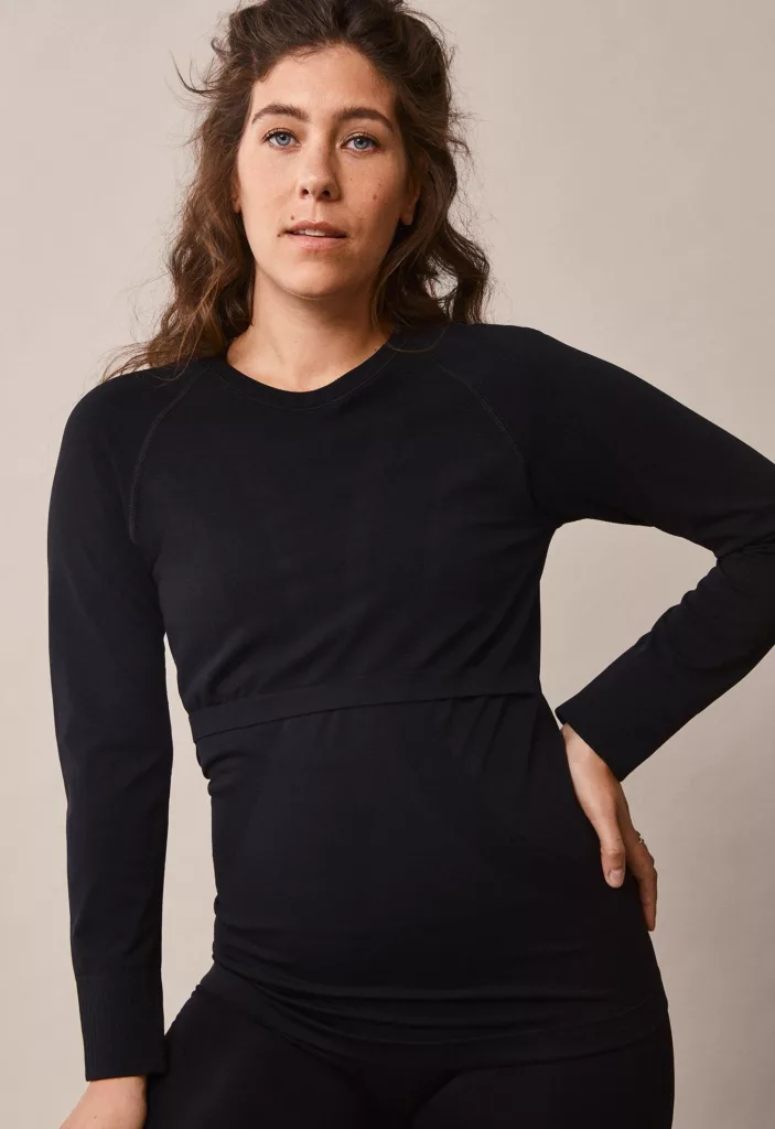 Maternity Sports Top With Nursing Access Black