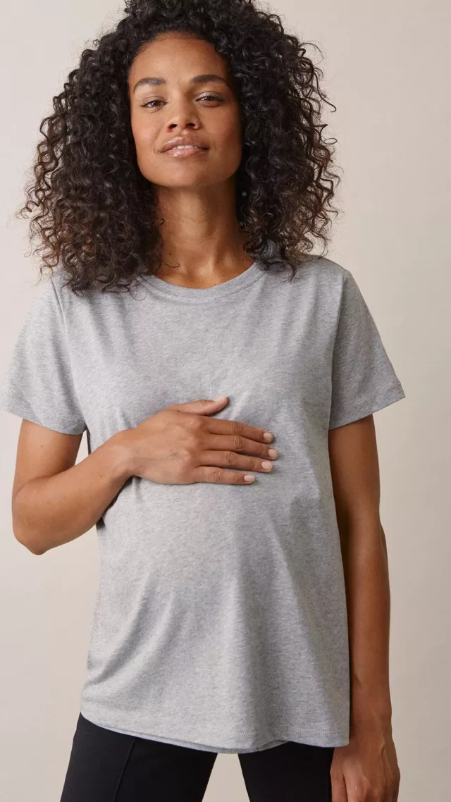 Maternity T-Shirt With Nursing Access Grey Melange