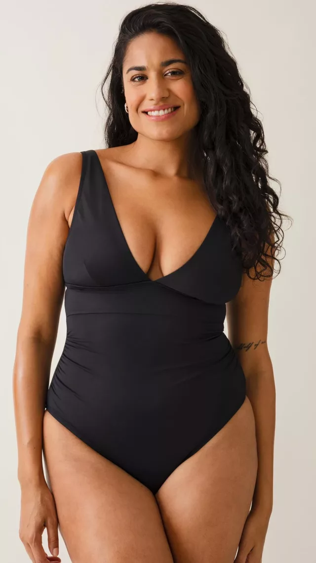 Plunge Maternity Swimsuit Black