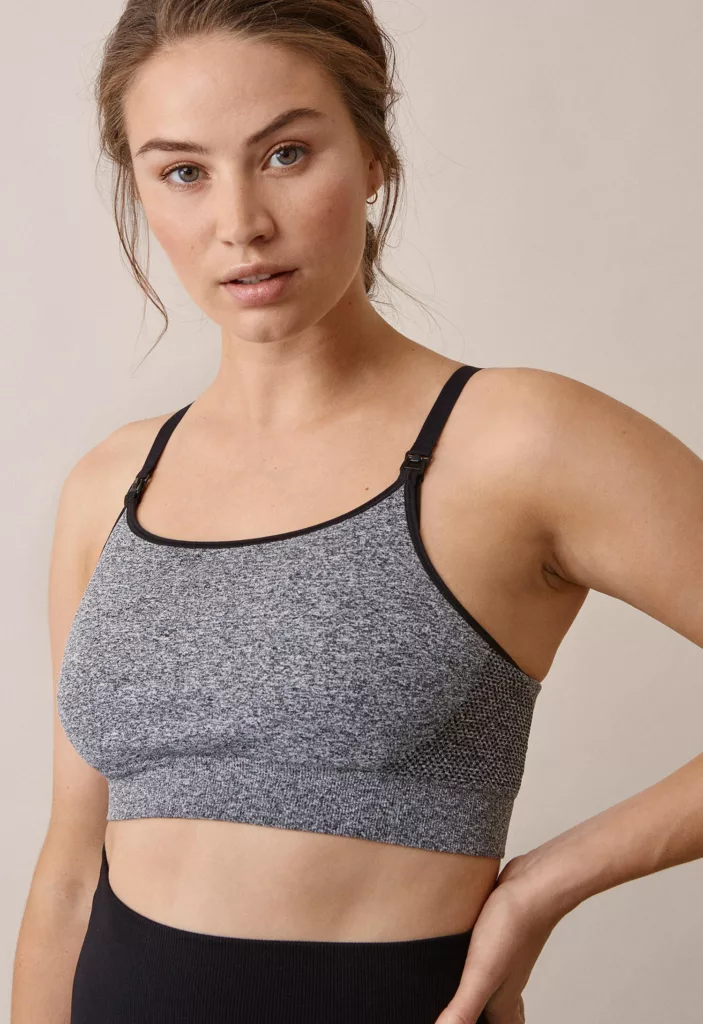 Seamless Nursing Sports Bra Dark Grey Melange