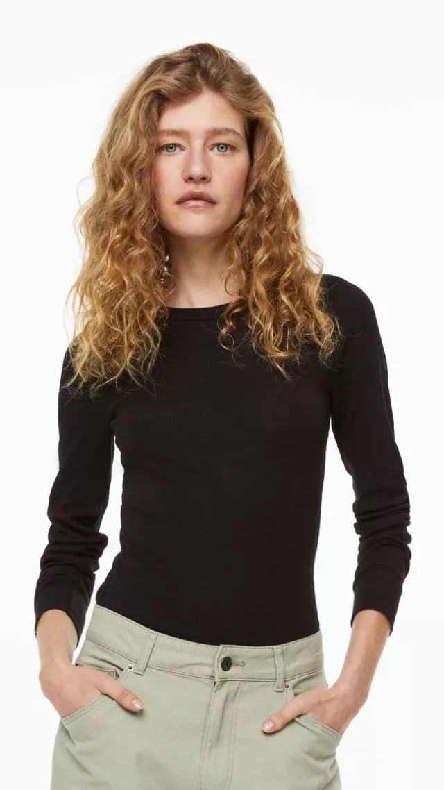 Rib Modal Blend Top Black