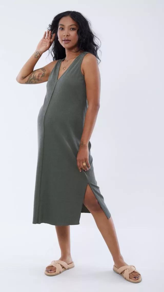 Relaxed Column Dress Olive