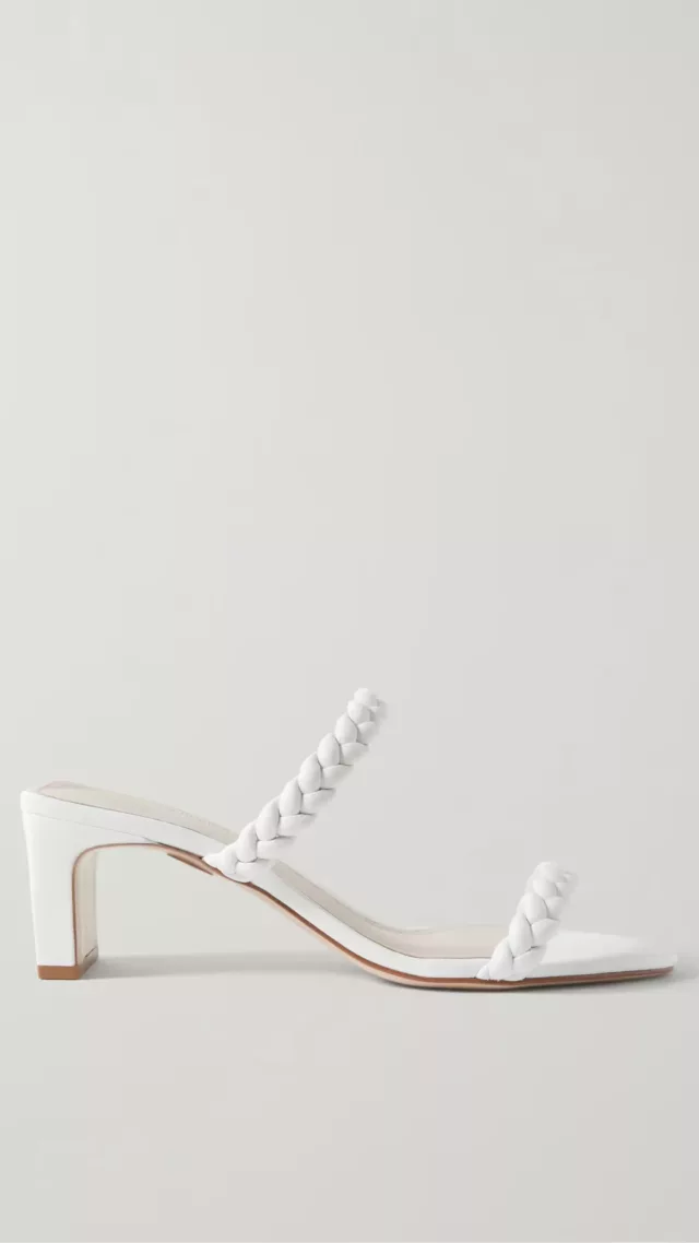 Braided Leather Mules White