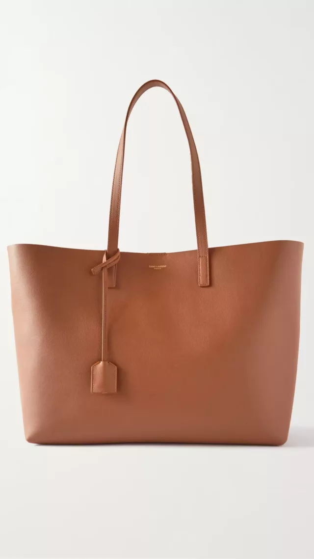 East West Large Leather Tote Brown