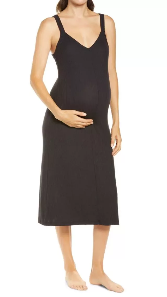 Anytime Strappy Maternity Dress Black