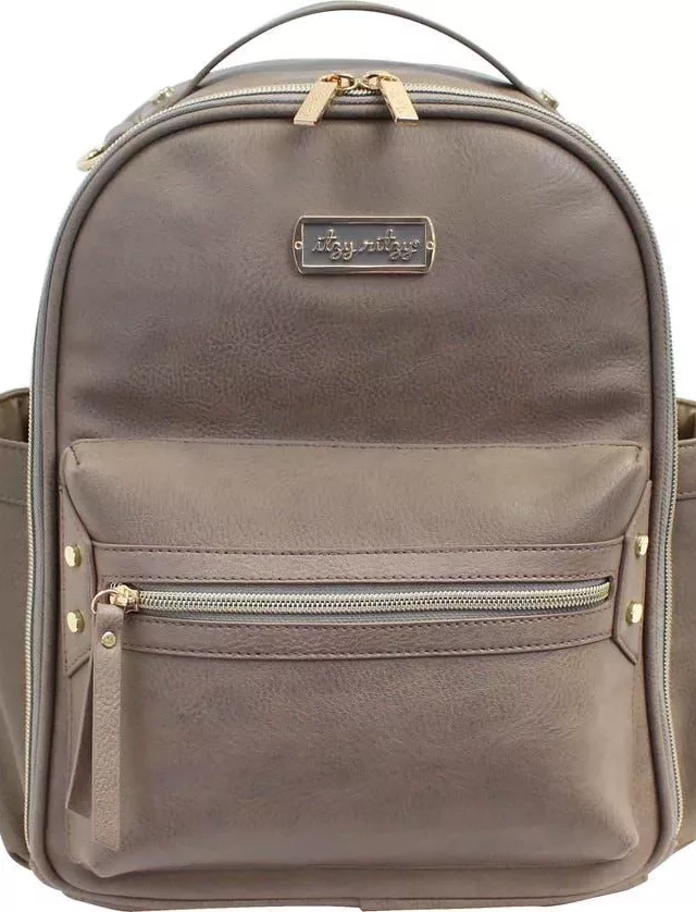 Faux Leather Mini Diaper Backpack Taupe