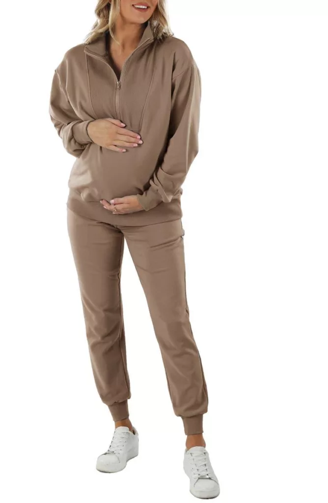 Maternity/Nursing 2-Piece Track Set Brown