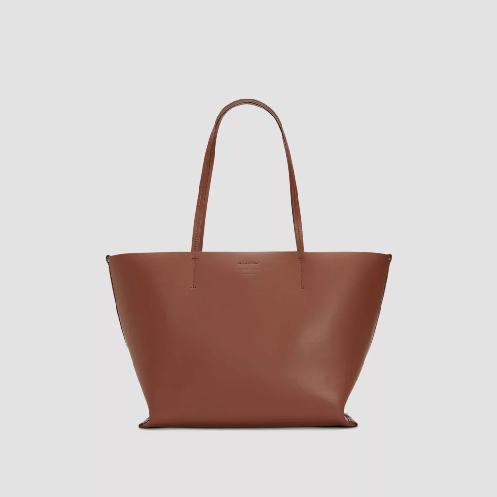 The Luxe Medium Italian Leather Tote Cognac