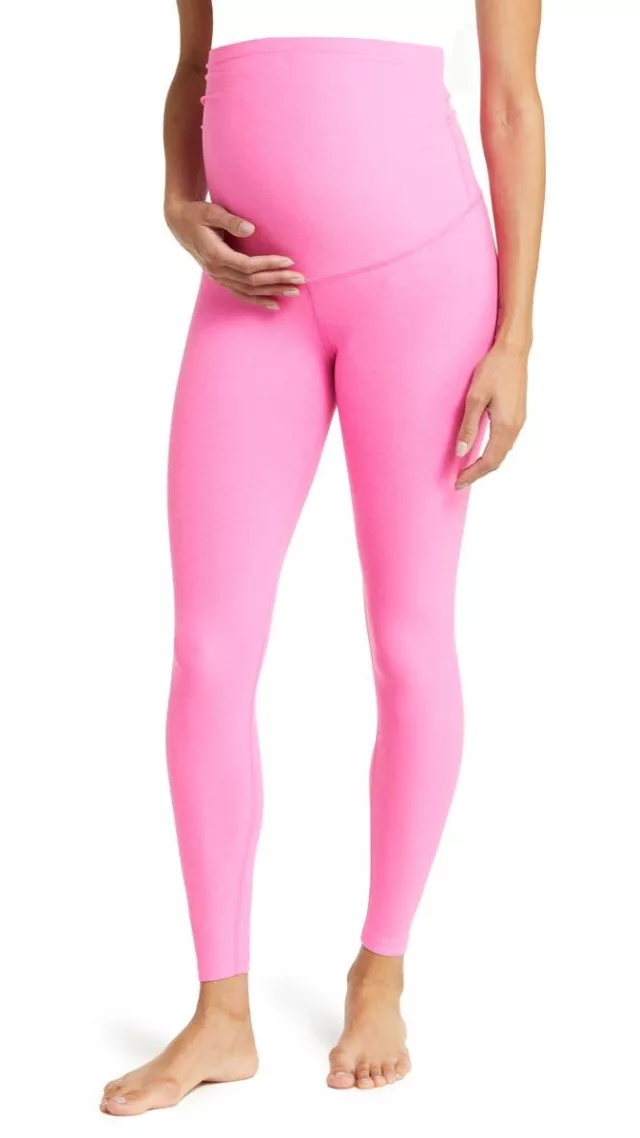 Empire Waist Maternity Leggings Pink Hype Heather