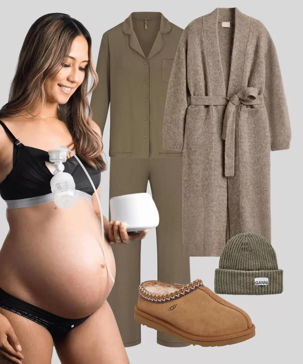 Cover Image for Postpartum outfit | Hotmilk pumping and nursing bra | Pajamas set | UGG slipper