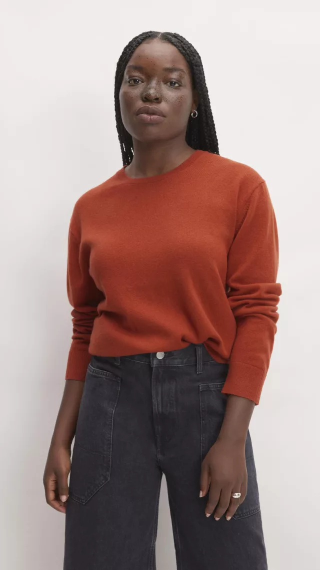 The Cashmere Classic Crew Sweater Rusted Red