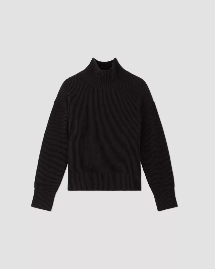 The Organic Cotton Ribbed Turtleneck Black