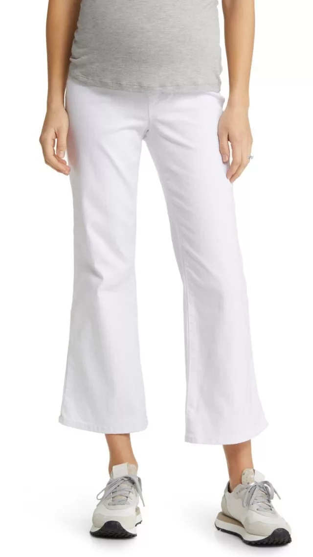 Demi Bellyband Maternity Bootcut Jeans White