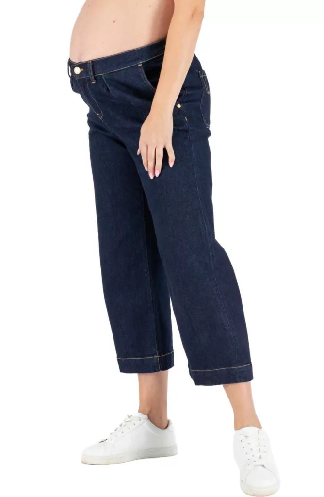 Jill Crop Maternity Wide Leg Jeans Dark Blue