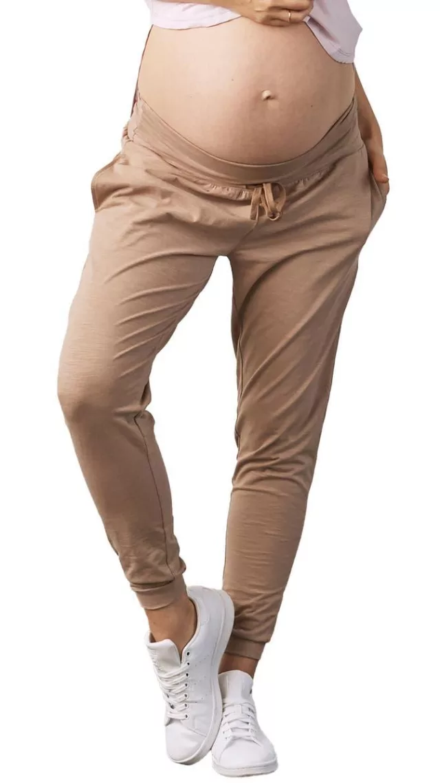 Stretch Cotton Maternity Joggers Coffee