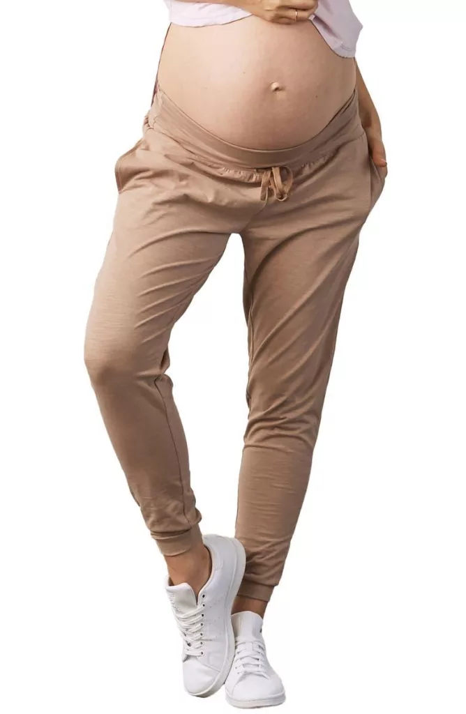 Stretch Cotton Maternity Joggers Coffee