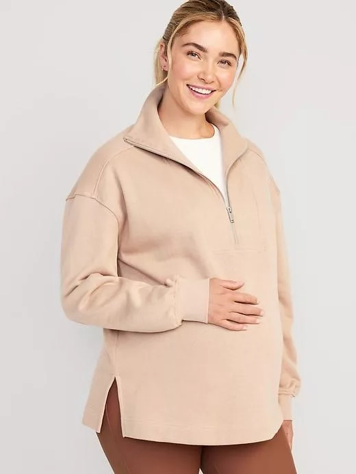 Maternity Half-Zip Pullover Sweatshirt Tiramisu