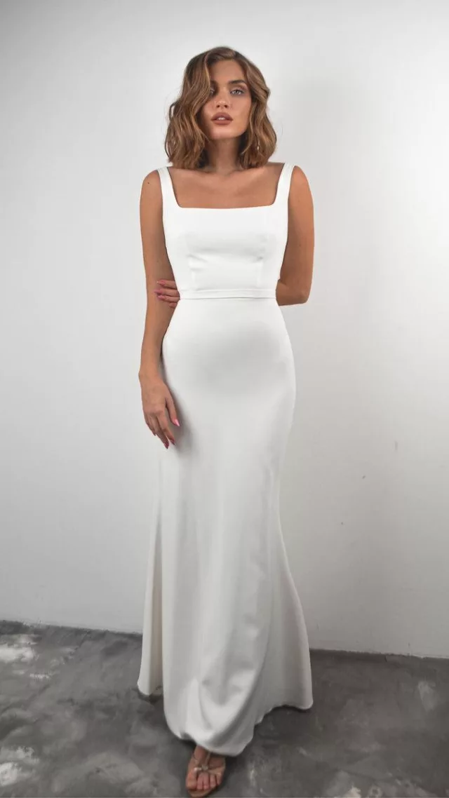 Crepe Wedding Dress Jessica Light Ivory