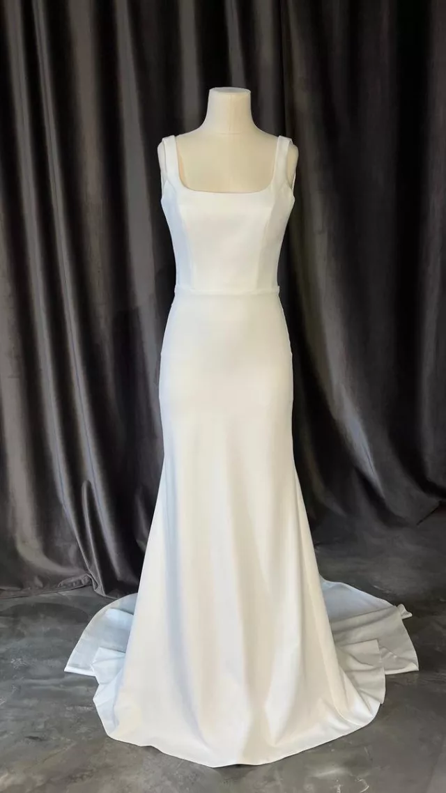 Crepe Wedding Dress Solly With Sweep Train Light Ivory