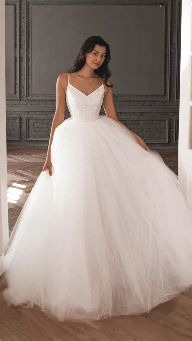 Shimmering Soft Tulle Wedding Dress Kerry Light Ivory