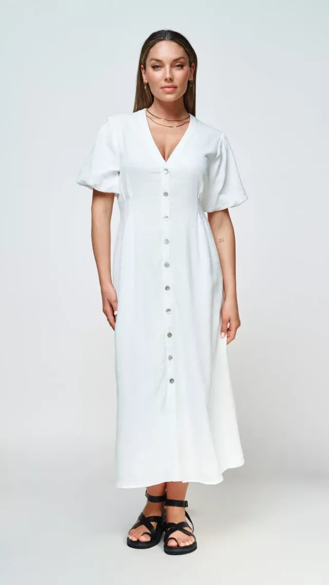 Petra Midi Dress - White
