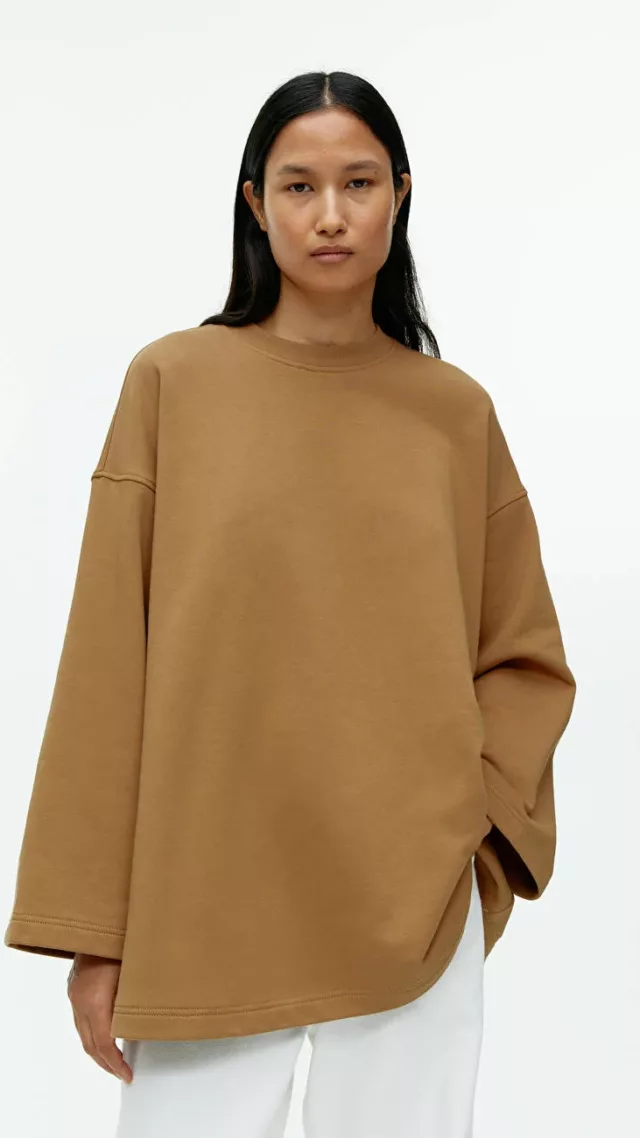 Relaxed Cotton Sweatshirt Brown