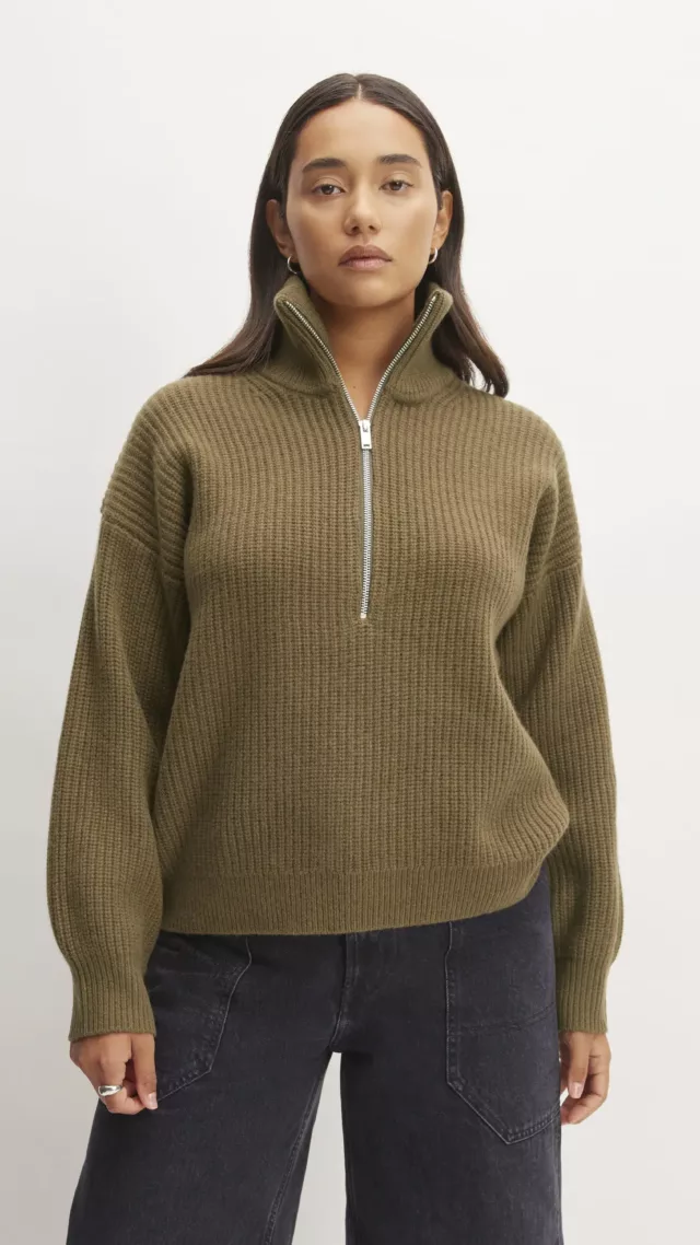 The Felted Merino Half-Zip Sweater Beech