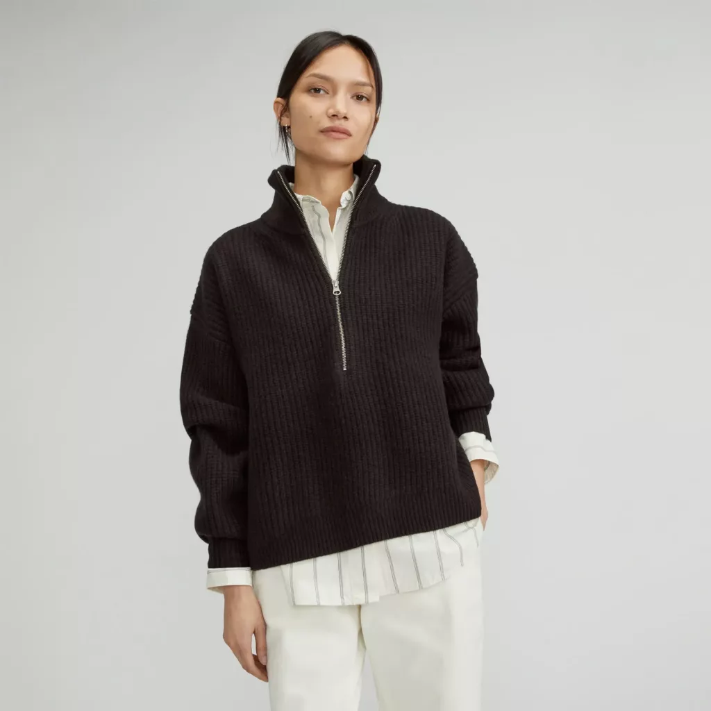 The Felted Merino Half-Zip Sweater Black