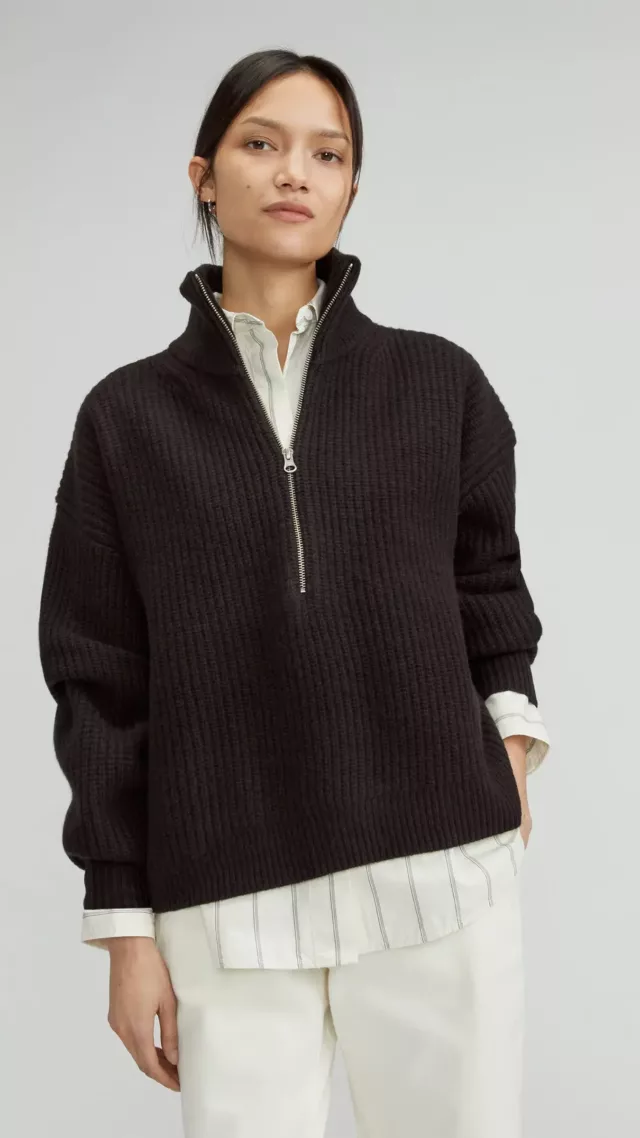 The Felted Merino Half-Zip Sweater Black