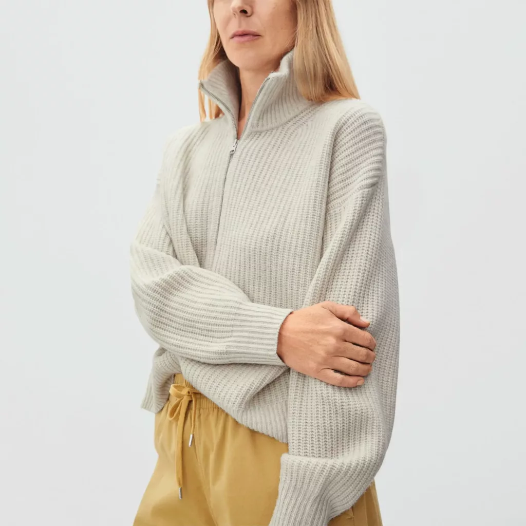The Felted Merino Half-Zip Sweater Heathered Oat