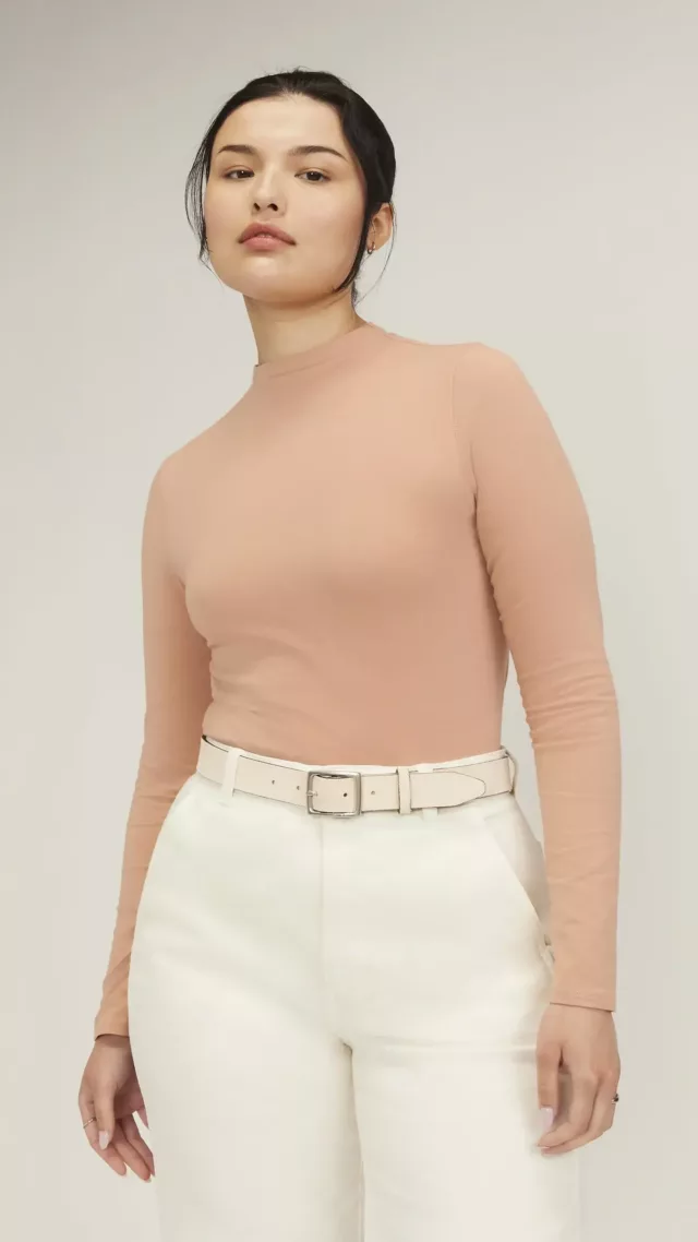 The Supima® Form Funnel Neck Tee Blush Pink
