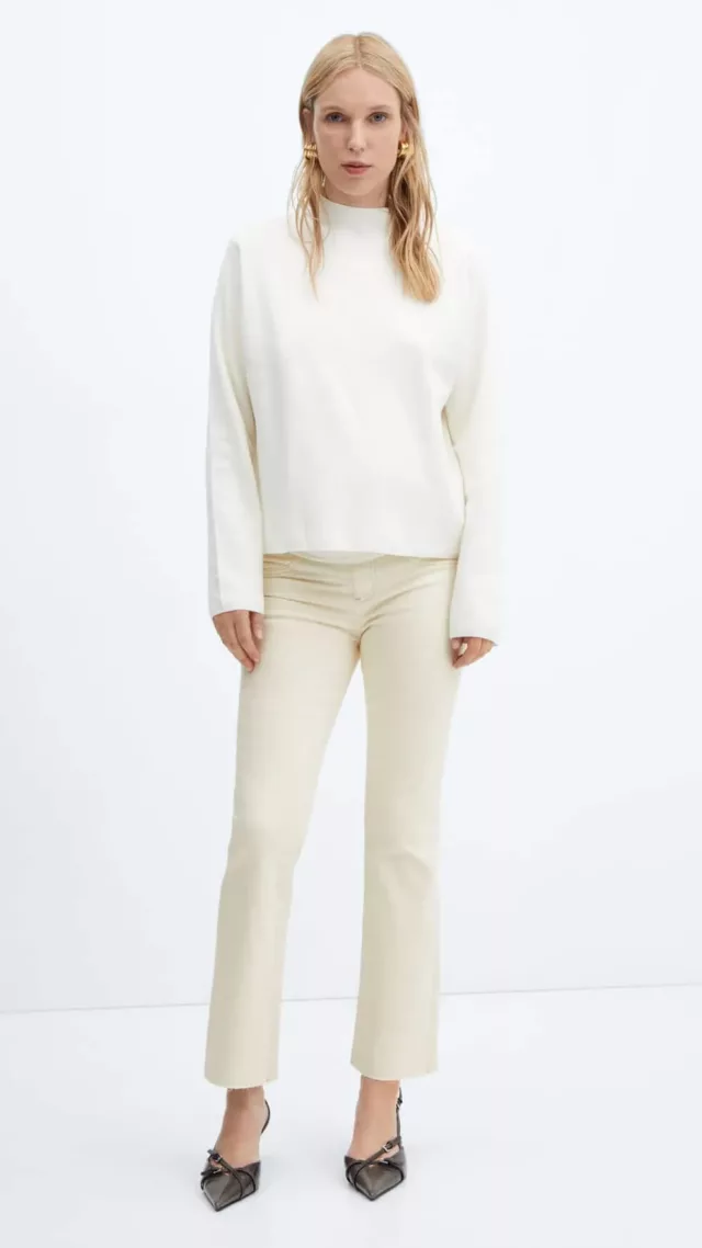 Maternity Flared Cropped Jeans Off White