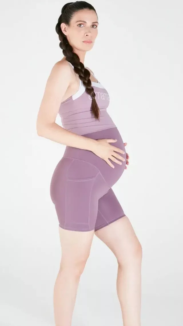 Emama Maternity Bike Shorts + Pockets - Plum