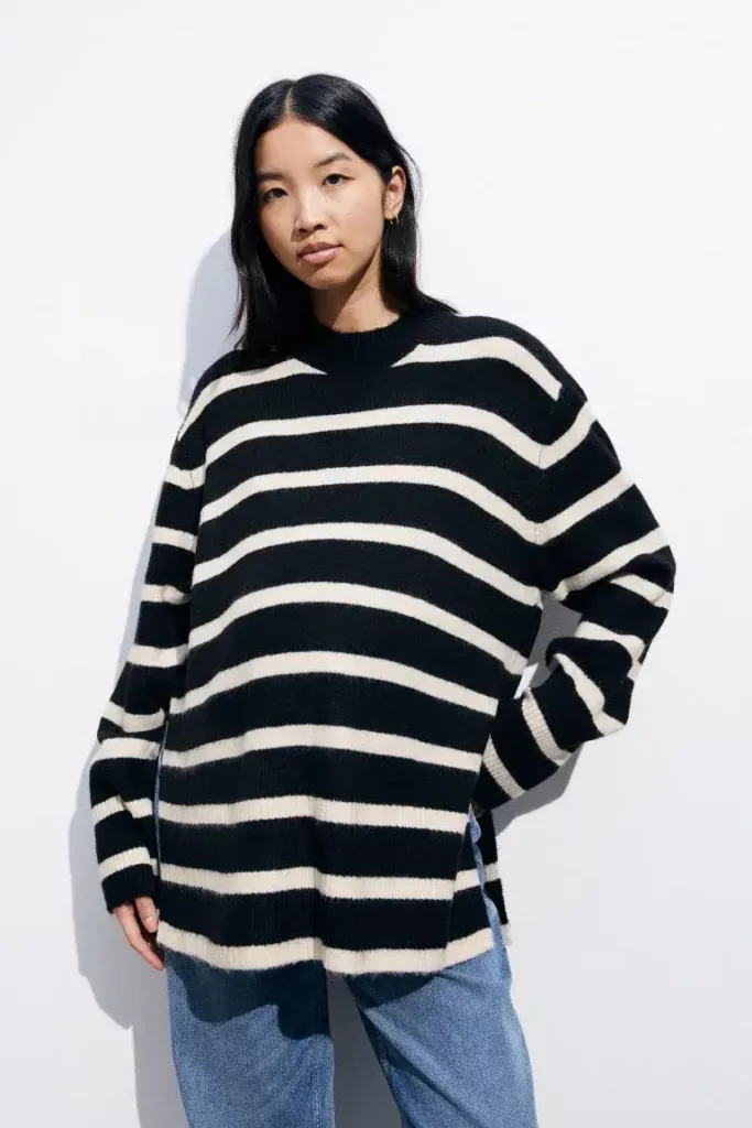 Mama Before & After Maternity/Nursing Sweater Black/Striped