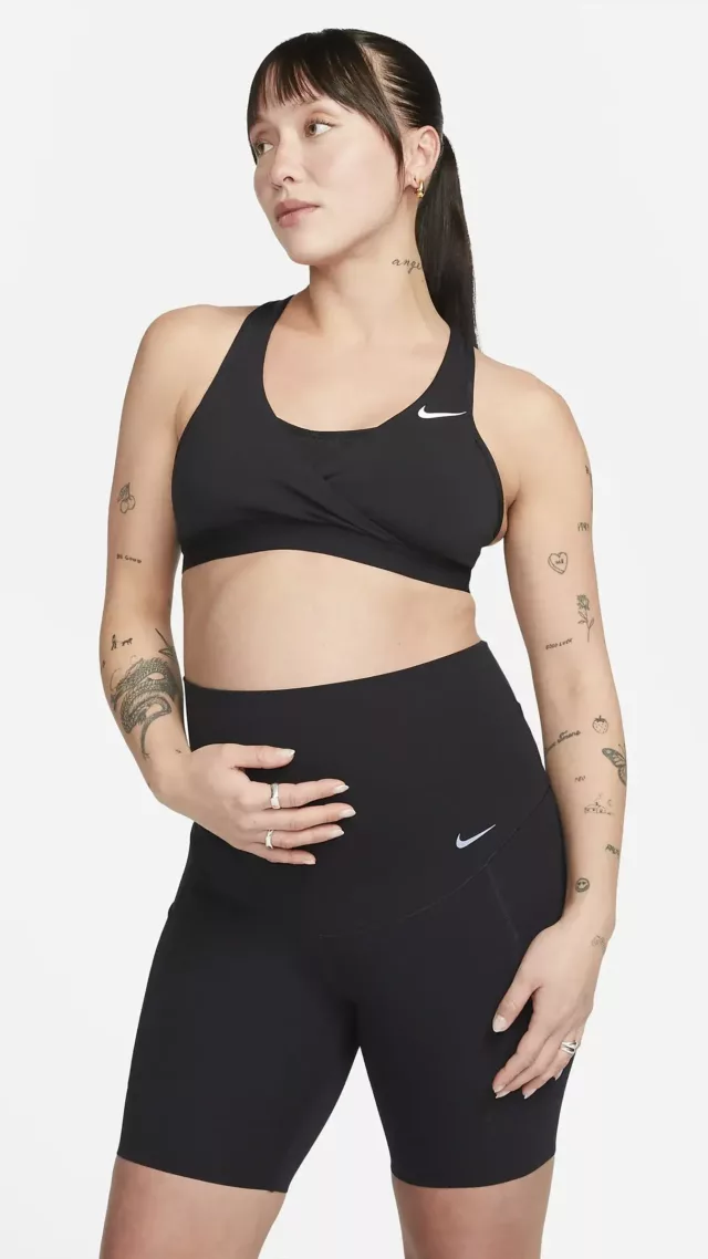 Nike Zenvy (M) Women'S Gentle-Support High-Waisted 8" Biker Shorts With Pockets (Maternity) Black