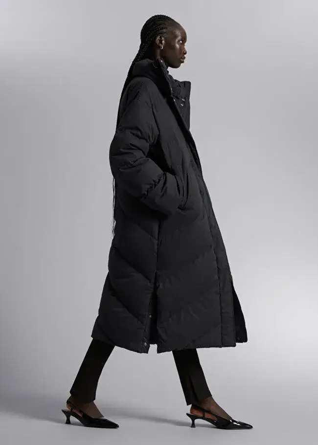 Oversized Down Puffer Coat Black