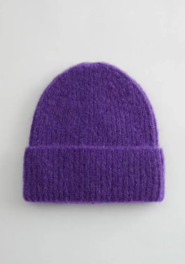 Wool Blend Beanie Purple