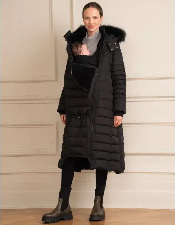 Extra Long 3 In 1 Down Maternity Coat Black